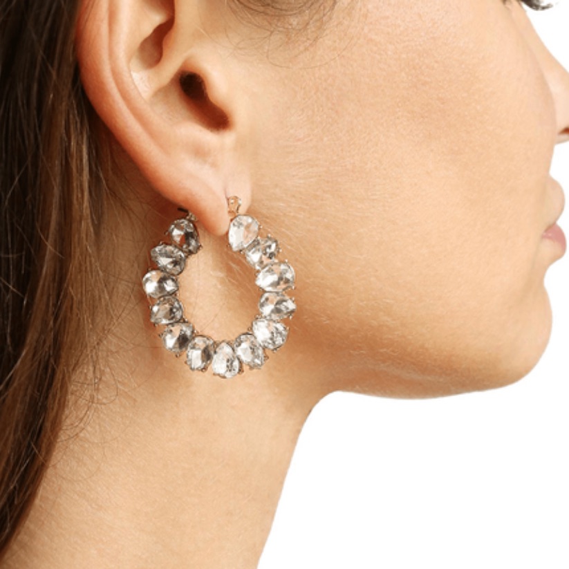 New Ettika Statement Crystal Hoop Earrings 40$